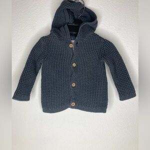 Carter's Dark Gray Knit Hooded Cardigan 100% Cotton  Size : 3 Months